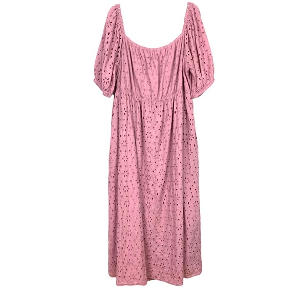 Eloquii Eyelet Tie Front Maxi Dress in Mauve Pink Sizes 22 and 28 - Picture 2 of 5